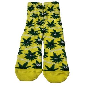 HUF Worldwide Graphic Socks Limited Edition Weed Leaf Pot Yellow OSFM High Tall